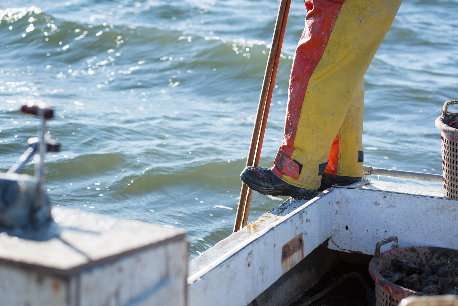Waterman Chuck Collier and his father on the Chesapeake Bay near Kent Island, MD
