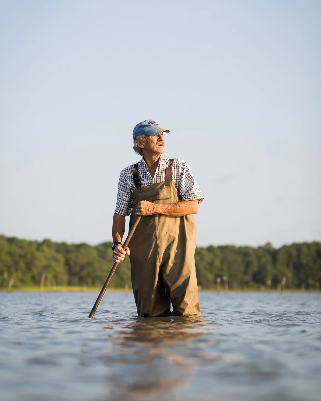 Clam farming on Plantation creek on the eastern shore of Virginia