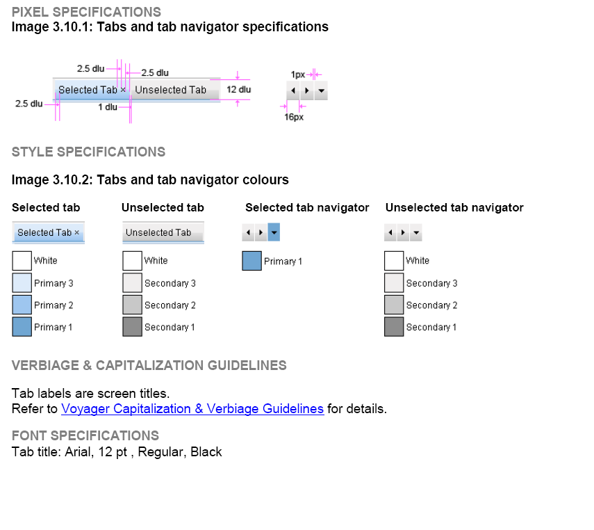  Style guide for reusable component 