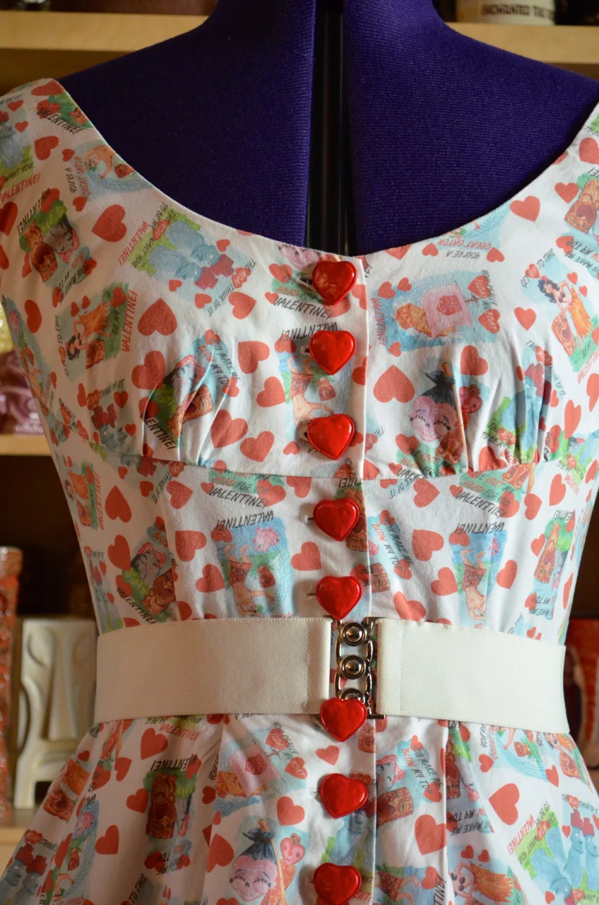 Tiki Valentine dress, detail