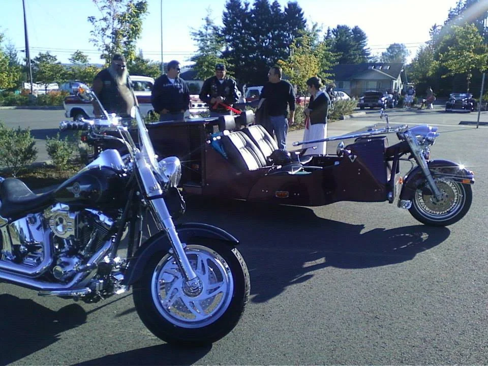 Two custom bikes came this year - Crystal's 2005 Custom Harley, and Lanny's Custom Trike with Pinto engine, Harley front end, and Volkswagon frame. Thanks for coming out you guys!
