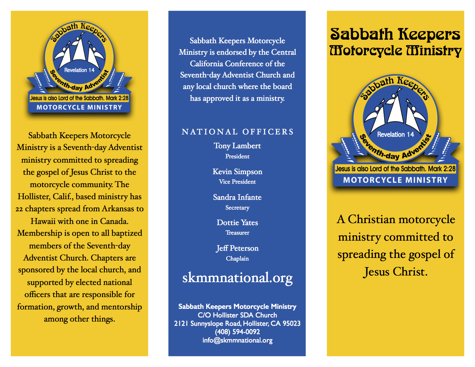 Front of brochure.
