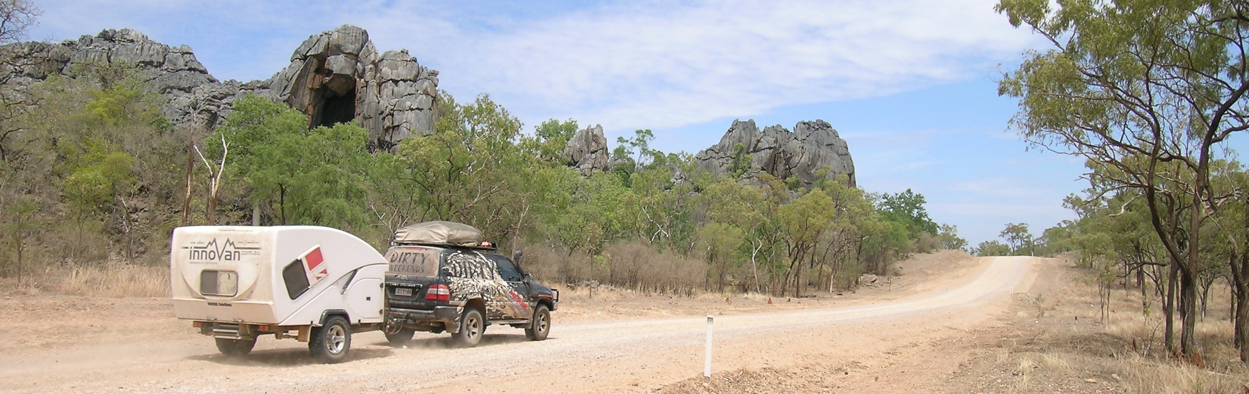 An early innovan caravan prototype on test in remote Far North Queensland