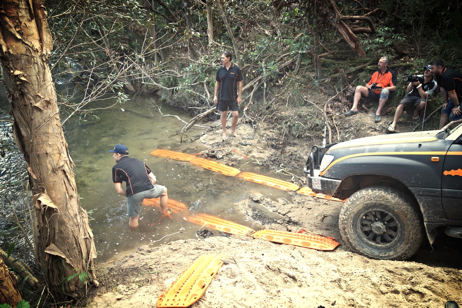 Brad and Maxtrax truck prepare to take the plunge across