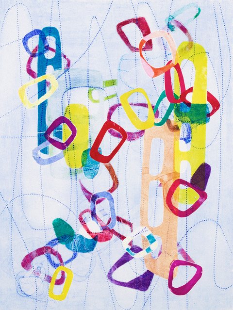 Melanie Roschko, 2022, Building Blocks 9, Oil Monoprint with Stencils, 12 x 16 on 19 x 23 1:2 paper, MR040.jpeg