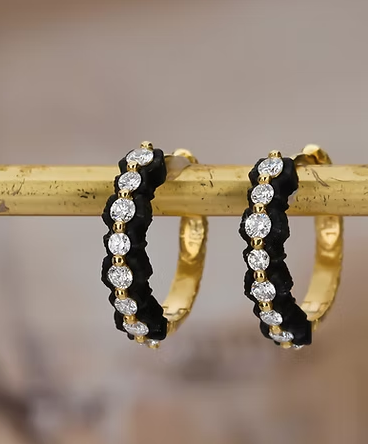 Scallop Diamond Hoop Earrings