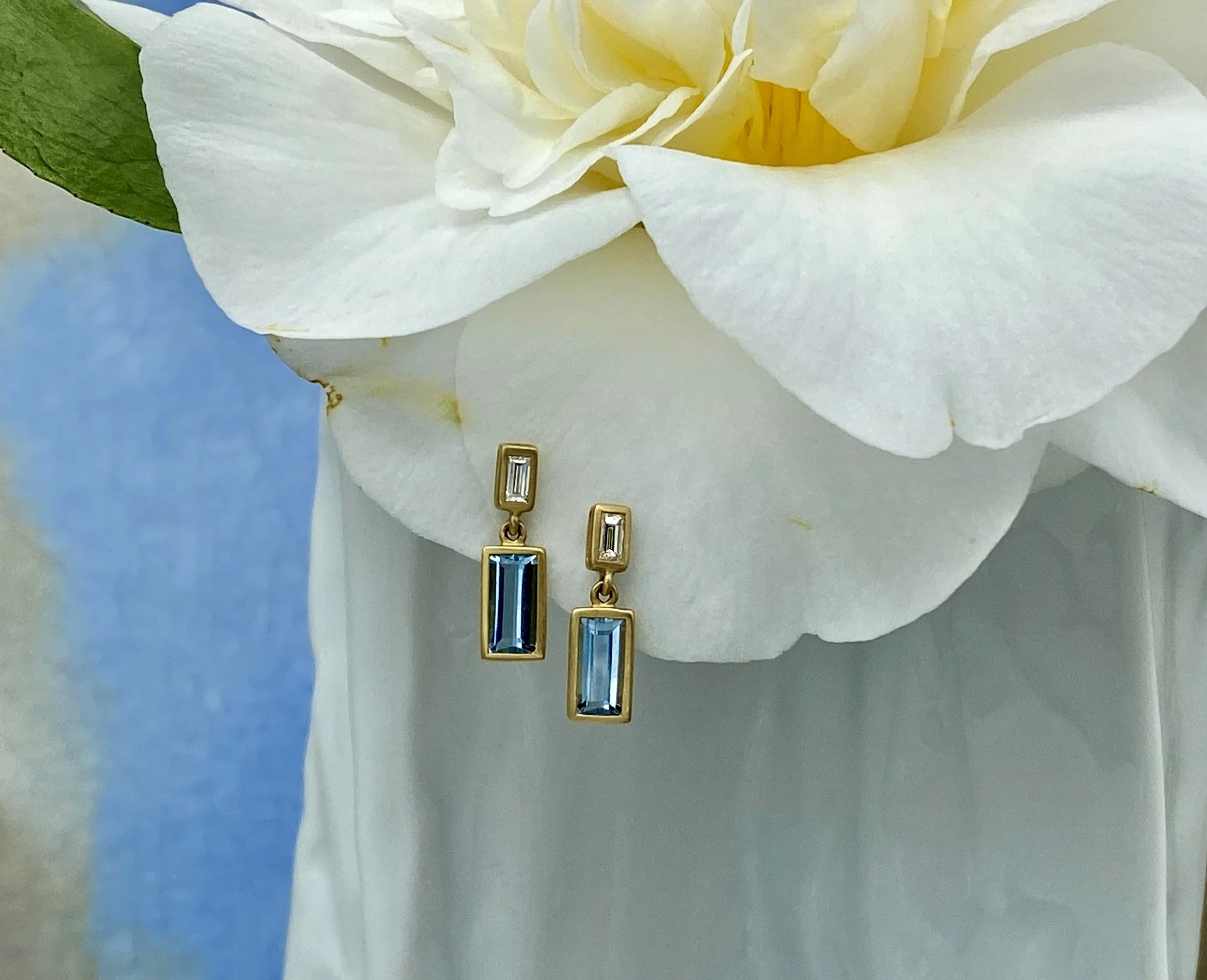 Aquamarine Rectangle Drop Earring
