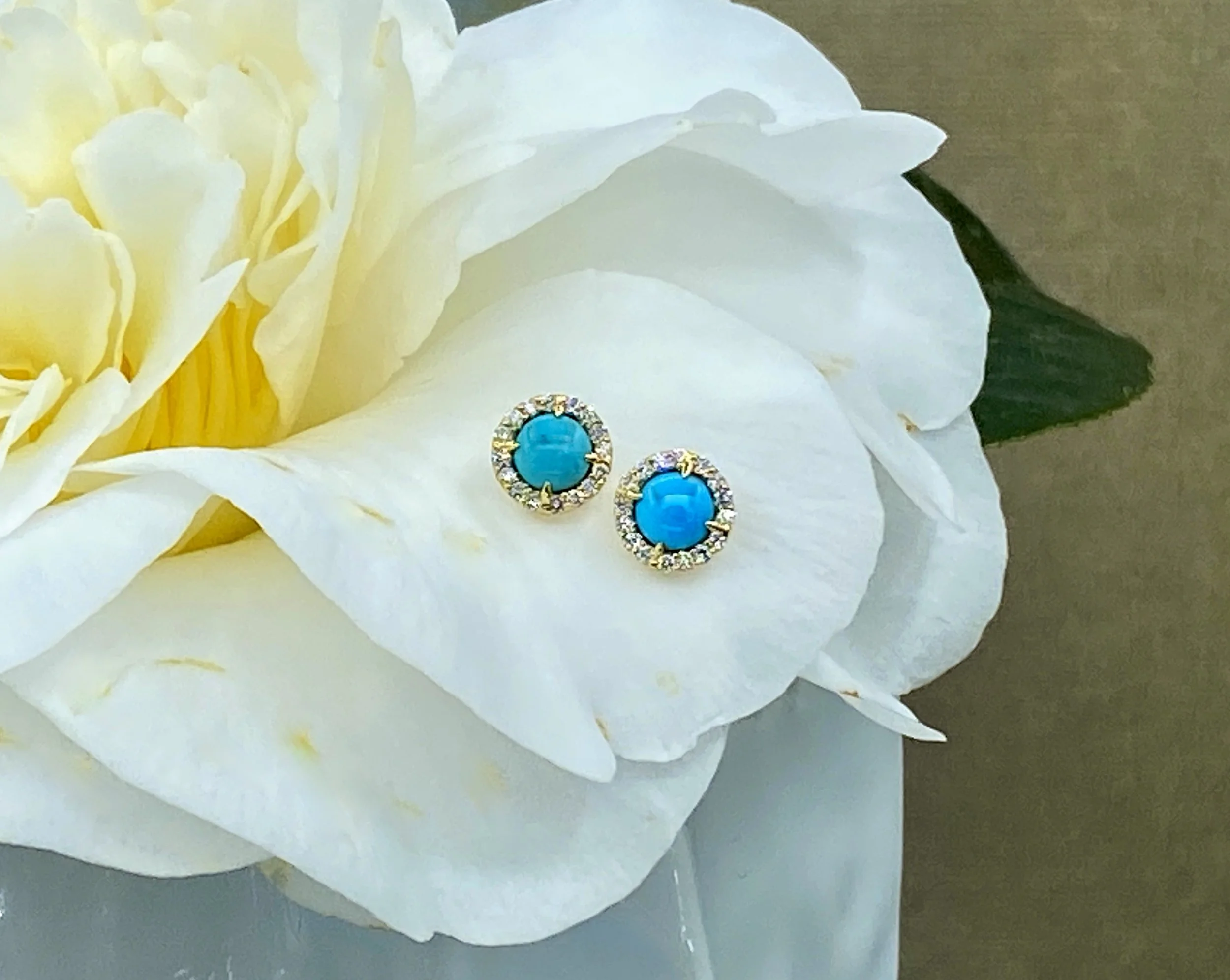 Turquoise & Diamond stud earrings