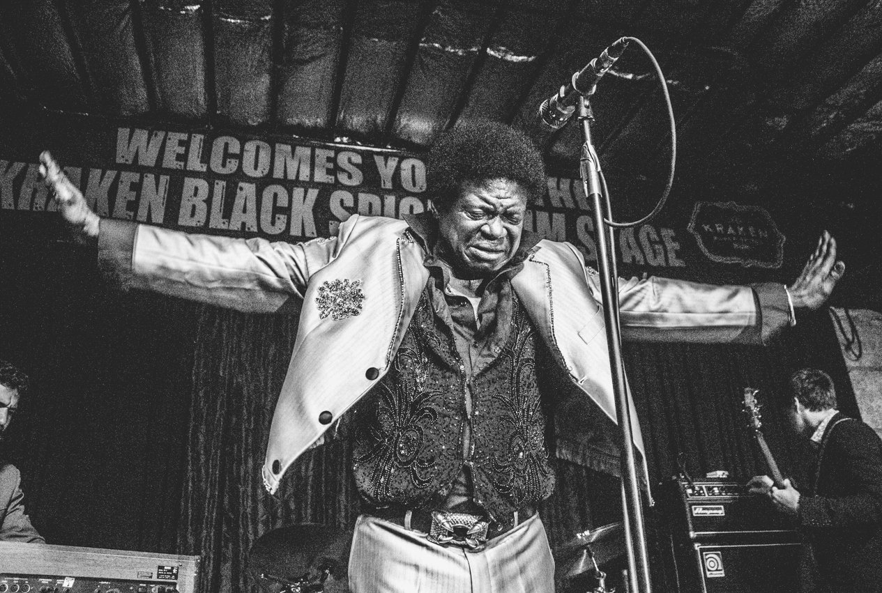 Concert photograph of Charles Bradley performing at Crowbar, Ybor City, Tampa, 2015, photographed by Christopher Garcia Valle