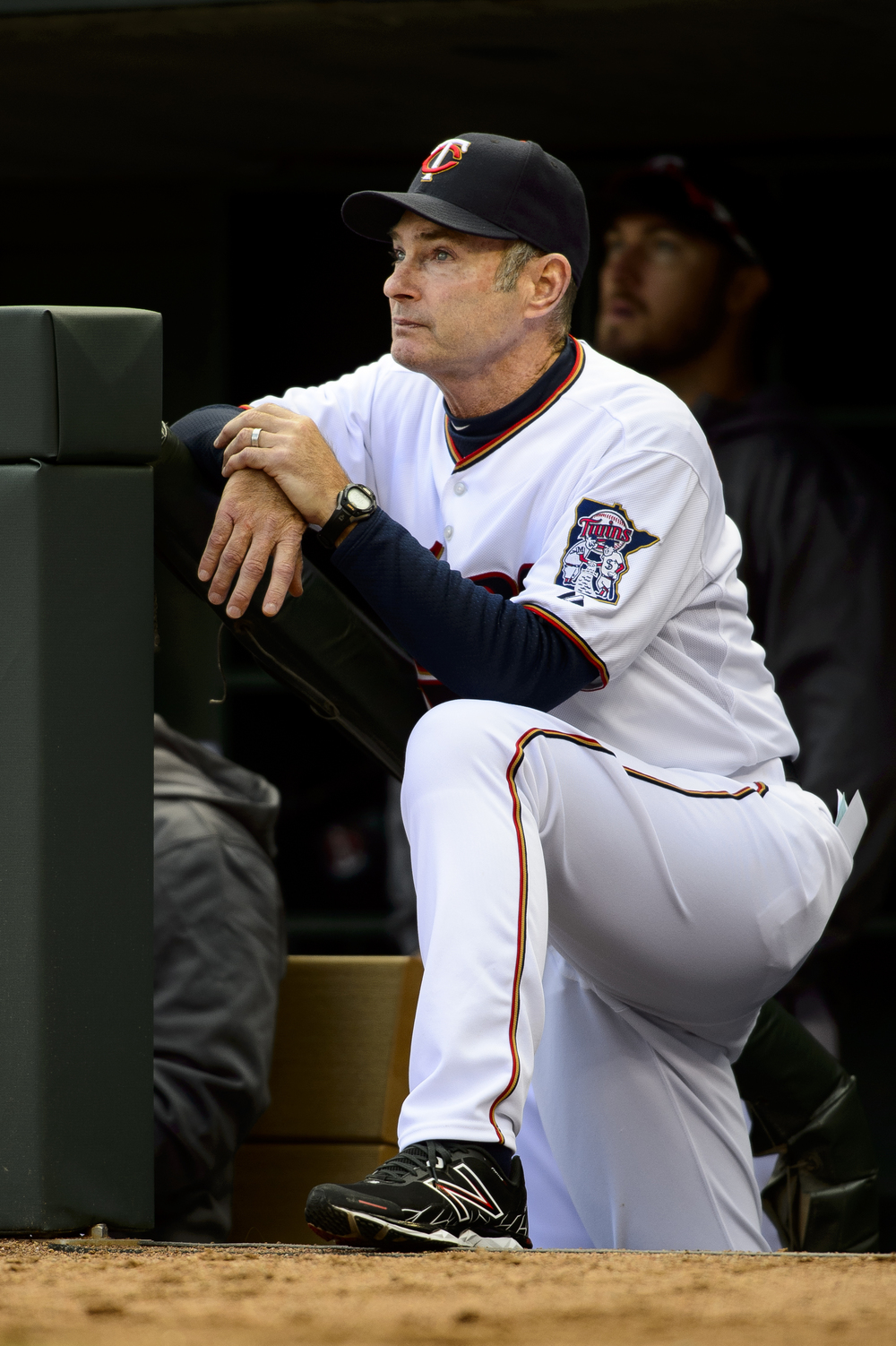  Manager Paul Molitor #4 of the Minnesota Twins looks on during the home opening game against the Kansas City Royals on April 13, 2015 at Target Field in Minneapolis, Minnesota.   (Photo by Hannah Foslien/Getty Images)  