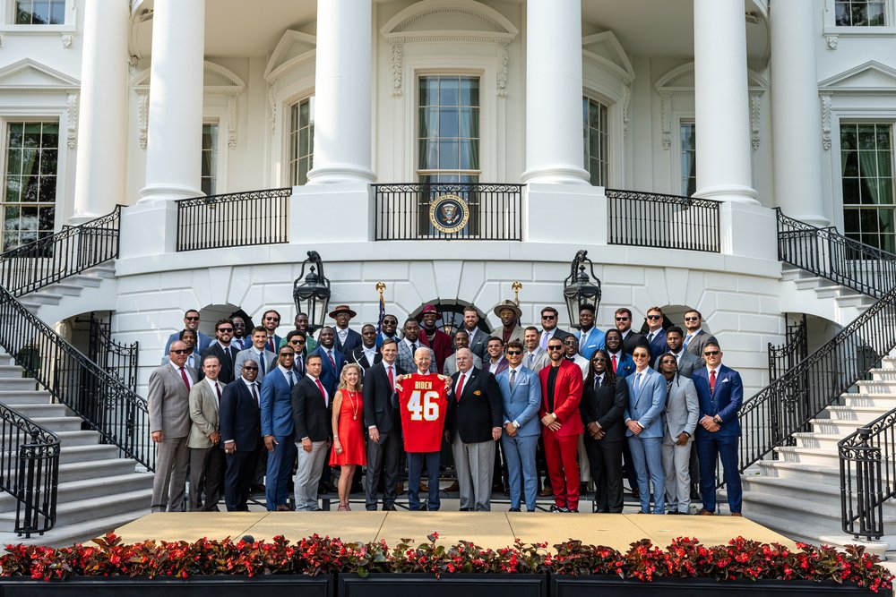  President Joe Biden attends a celebration of the Kansas City Chiefs’ Super Bowl LVII championship, Monday, June 5, 2023, on the South Lawn of the White House.  (Official White House Photo by Hannah Foslien)  