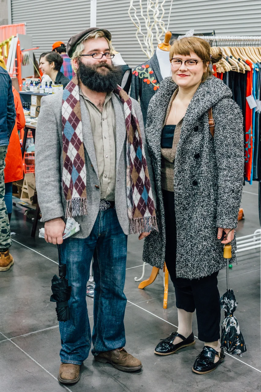 A very cute, tweedy couple. Plus, her glasses! His hat! 
