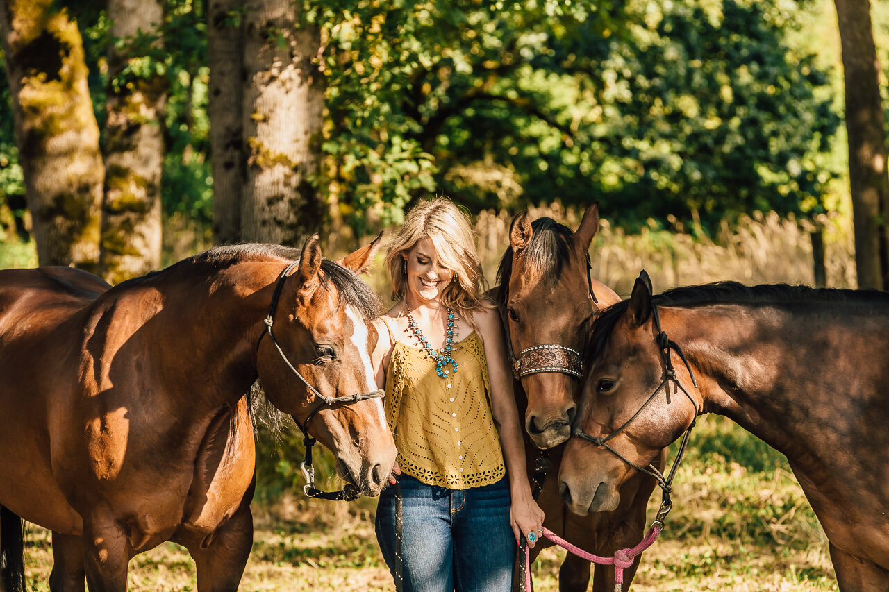 Kelly and Her Lovely Bays - Horse and Rider Portraits in Canby, Oregon
