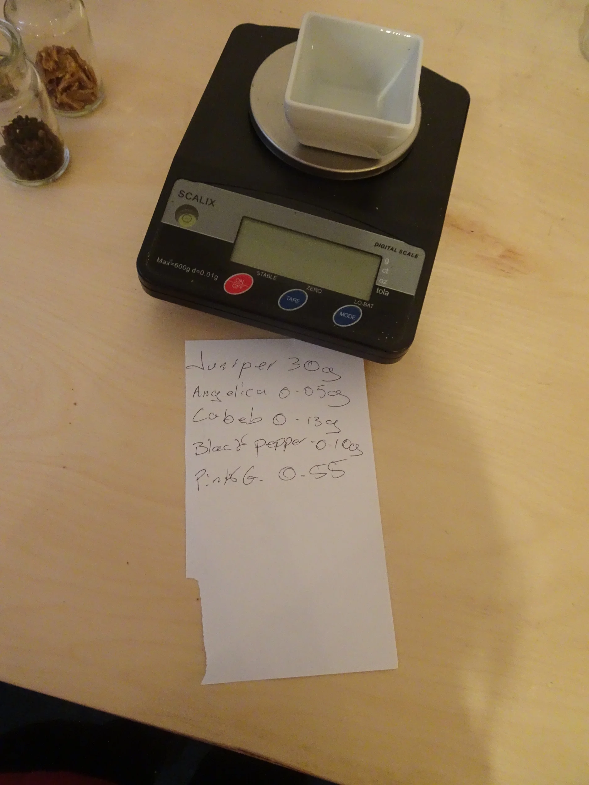 Our recipe for SCC GIn, one that would have taken us years to come up with but perfected in 15 minutes under Mark's guidance.