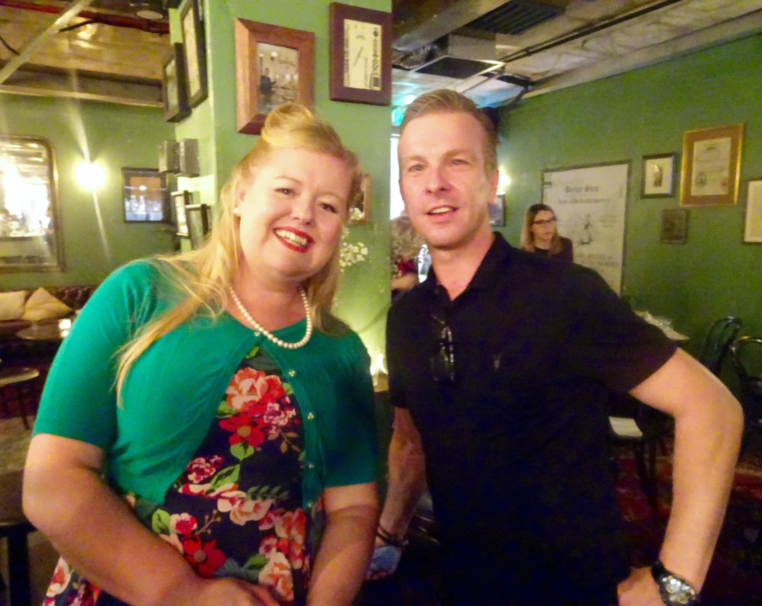 The Ginstress and the Barber (Shop owner Mike Enright) &nbsp;