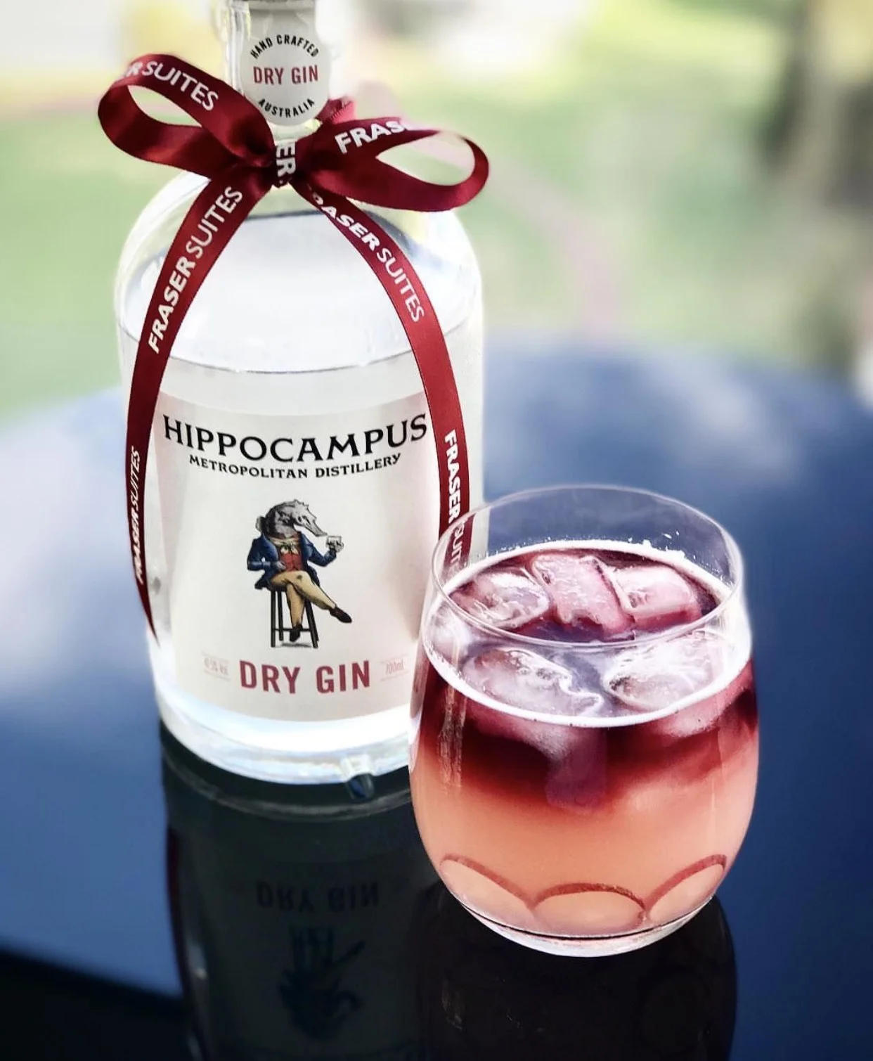 Can you believe Kerry made up this little number whilst staying in a...HOTEL??? A riff on a gin sour float with local Perth gin Hippocampus, red grapes, lime, honey and shiraz...with the grapes muddled using a dessert spoon.
