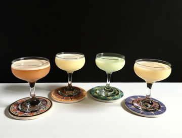 Can we marry you too Mike? Here, Mike practises his cocktail making skills for his wife's get together with her girlfriends, with his variations on the theme "Ladies Night" from left to right, Pink Lady, White Lady, Green Lady and Perfect Lady. Way to go making four egg white cocktails and getting them to look like this!