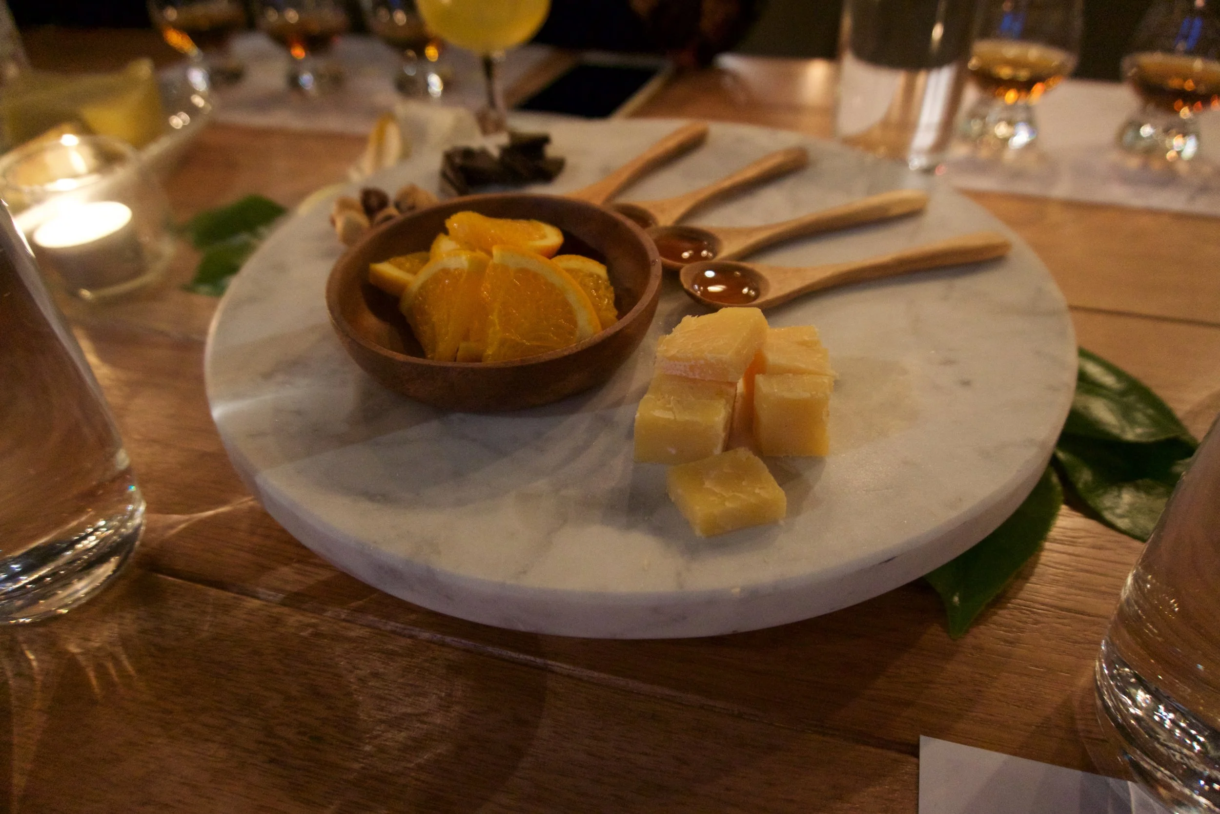 Sensory elements to assist with bringing out selected flavours of the whiskey, experienced at the Women in Whiskey tasting. Did you know there are 212 flavour elements in Woodford Reserve?