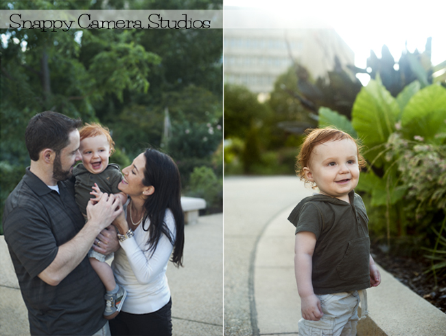 Anthony, Megan, and Declan celebrate a beautiful fall day in Bartholdi Park in Washington, DC.