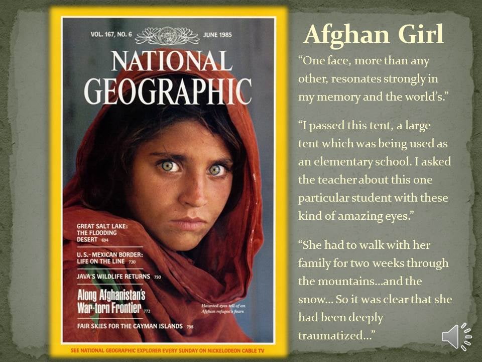 ©Steve McCurry. National Geographic Cover June 1985.