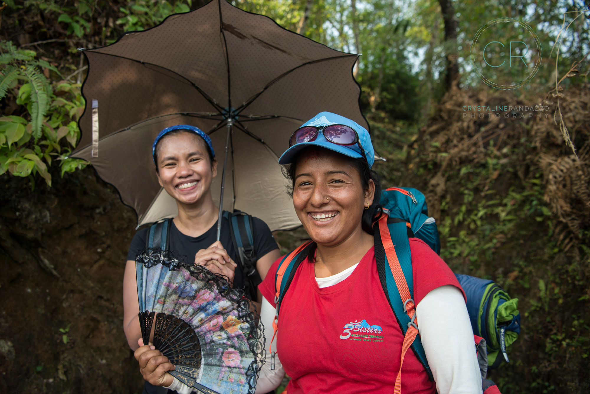 Our assistant guide Punam showing us how to handle heat on the trail. 