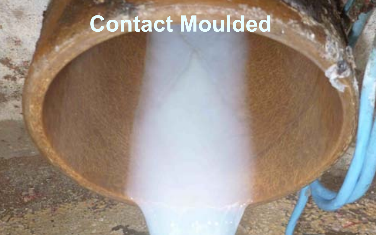 After 11 years in service at temperatures fluctuating from 20ºC to 95ºC within seconds, the interior surface of the fibreglass pipe made from contact moulding has crazed from thermal shock, but the pipe remains structurally sound. The high resin to glass ratio (70:30), the non-continuous reinforcing fibres, and the reinforced resin rich interior surface all contribute to the successful service.