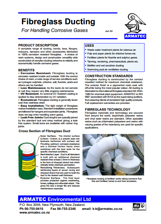 Armatec Fibreglass Ducting