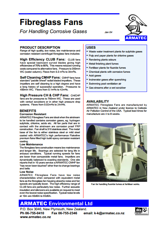 Armatec Fibreglass Fans