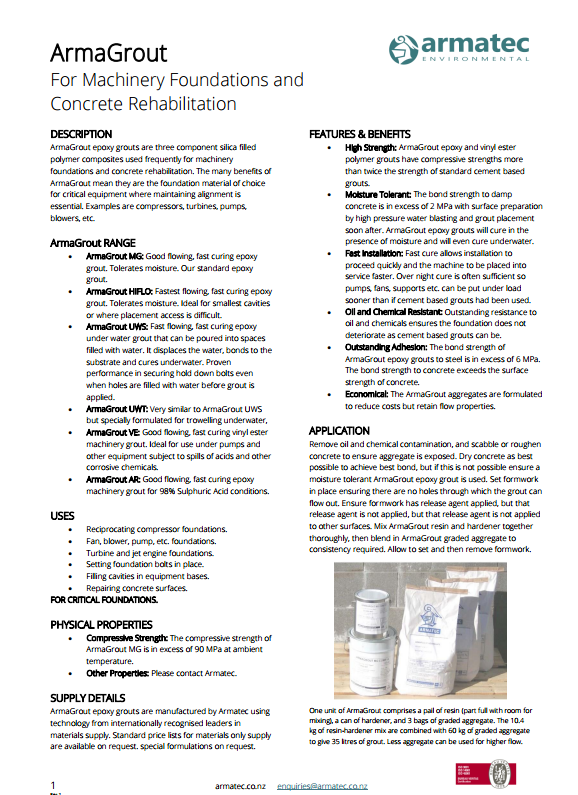 ArmaGrout - Epoxy Machine Grout