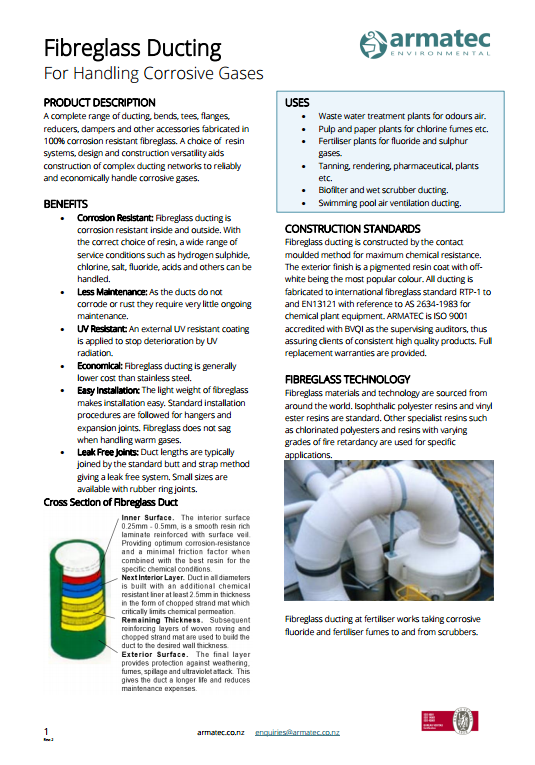 Armatec Fibreglass Ducting