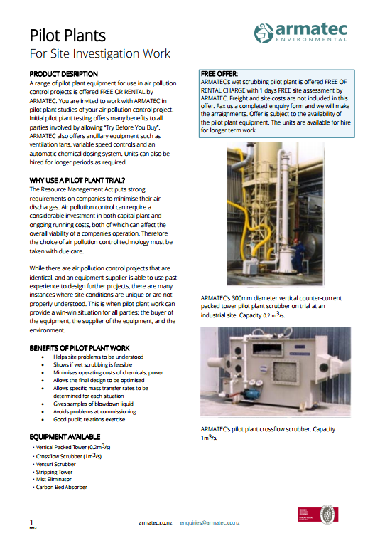 Armatec Pilot Plants