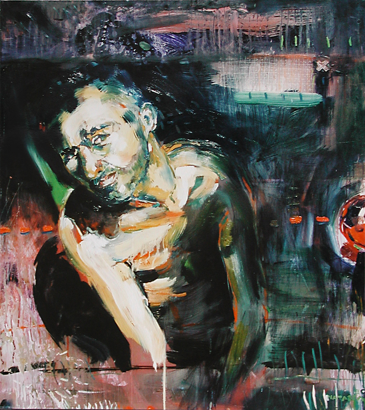 Oil on acrylic - more or less 15 years ago. Not a good quality photograph but the brushstroke and mark-making says it all. 