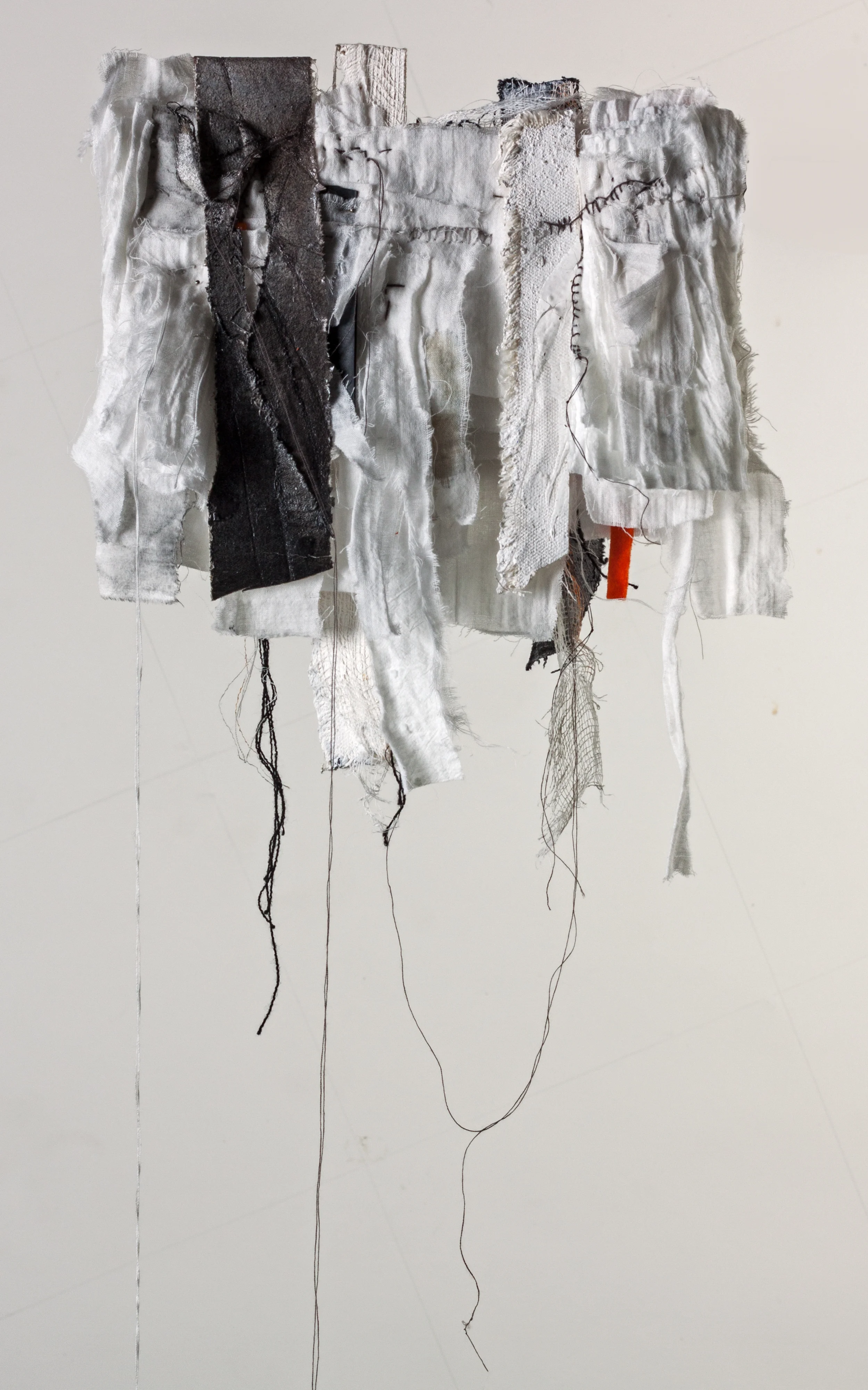Layered Introversion 1. Plastic netting, recycled clothing, gauze, felt, cotton thread, pins. 22 x 20 cm 2017