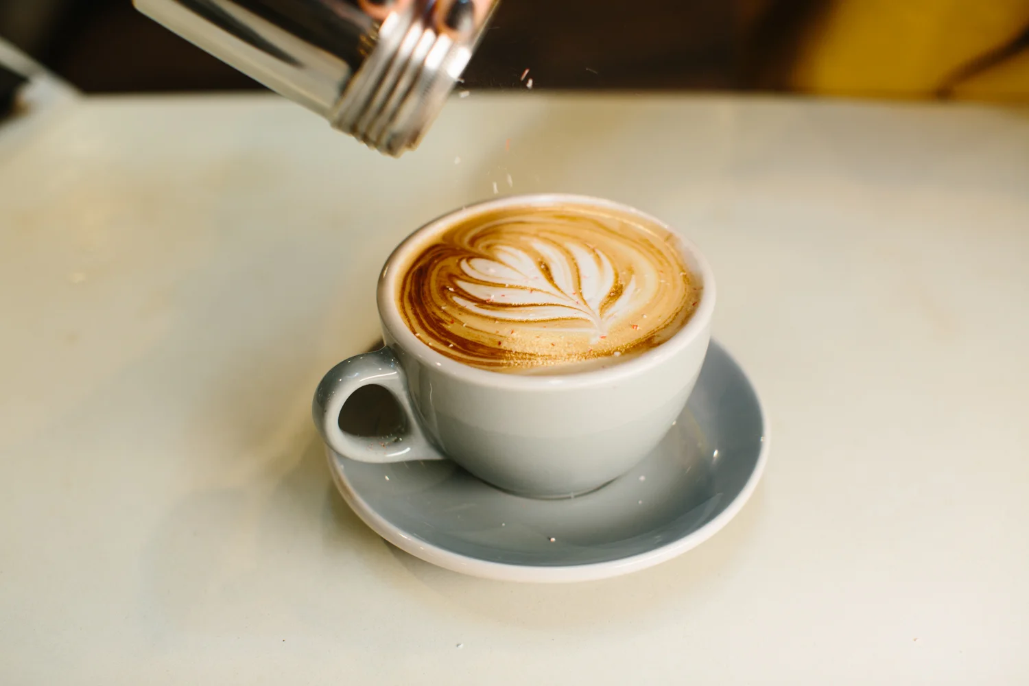 Image of finished latte with crushed candy canes