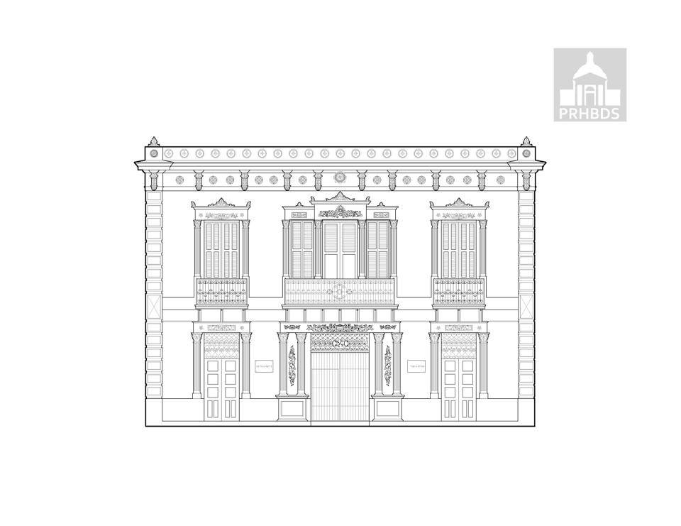 Casa en la calle Comercio 94 Ponce, Puerto Rico Dibujo elaborado y donado por: Alejandro Santiago, Estudiante de la Escuela de Arquitectura de la PUCPR Profesor: Ricardo Miranda Pérez Dibujo Revisado - Este dibujo fue revisado