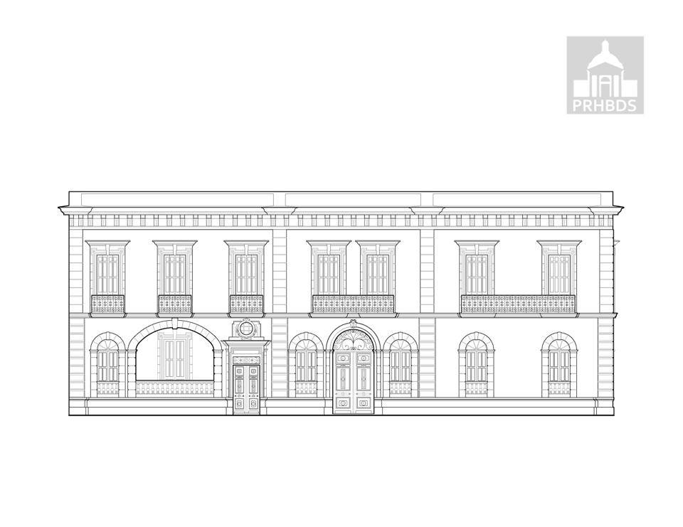 Corte de España Casa en la calle Castillo esquina calle Mayor Nueva sede de la Fundación Biblioteca Rafael Hernández Colón Ponce, Puerto Rico Diseñado por Manuel V. Domenech (1898) Dibujo elaborado y donado por: ATELIER 66 CSP Magda Bardi