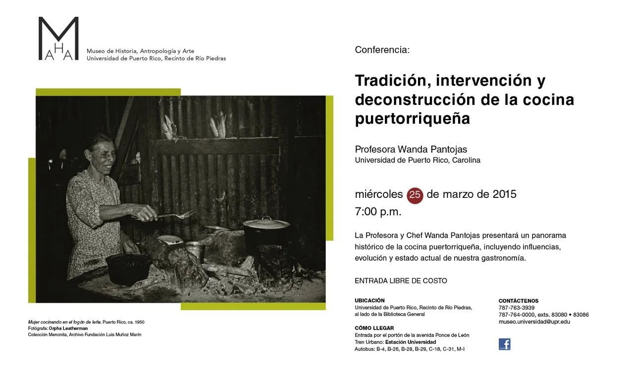 CONFERENCIA: Tradición, intervención y deconstrucción de la cocina puertorriqueña