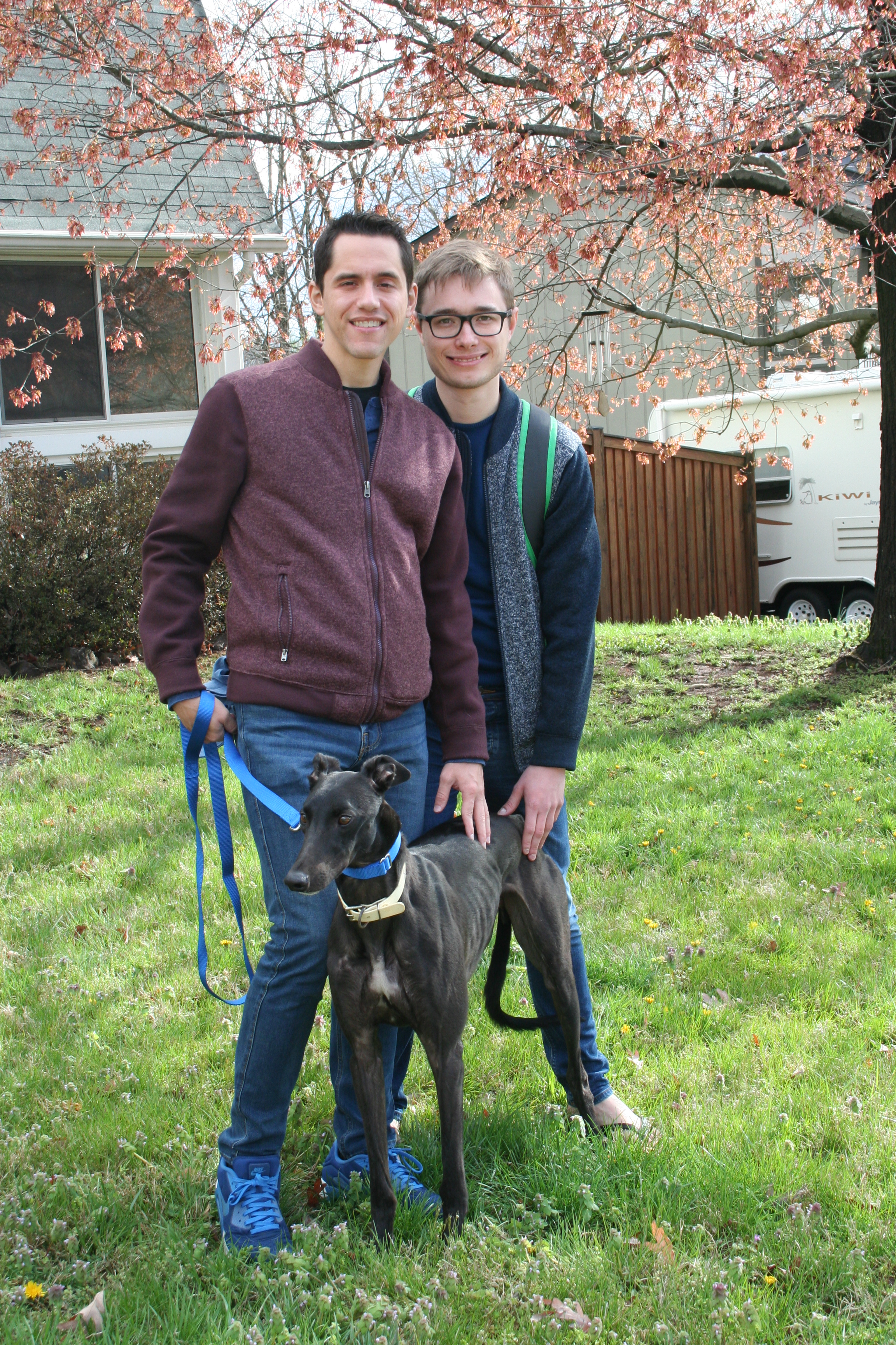 Oleg and his partner Ramon adopted a large beautiful black male. He was called Re Mote but now has a new name, Polaris.