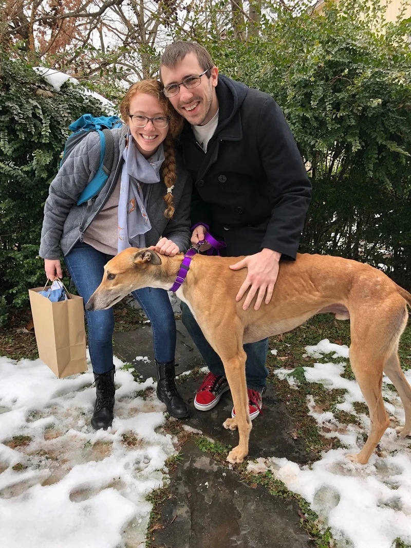 Kimberly and Connor love their new BIG BOY, Willie Merle, now called Merlin. He will get to enjoy lots of couch time and a fun romp in their large fenced yard! Congrats to Kim, Connor and Merlin!