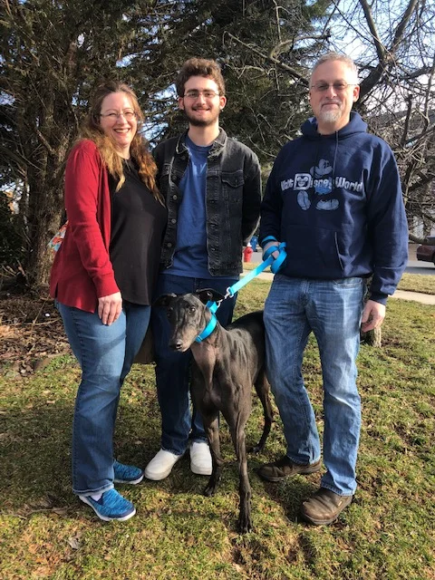 Alexis and Scott with their son and daughter (not shown) also waited a long time for just the right special boy, Ace, to come to VA and be a part of their family with their cat. Ace was a wonderful traveler along the way and helped guide the drivers to his new home. Ace has taken to his new beds and learning the ropes in the family's home. Congratulations to Ace and his wonderful family!