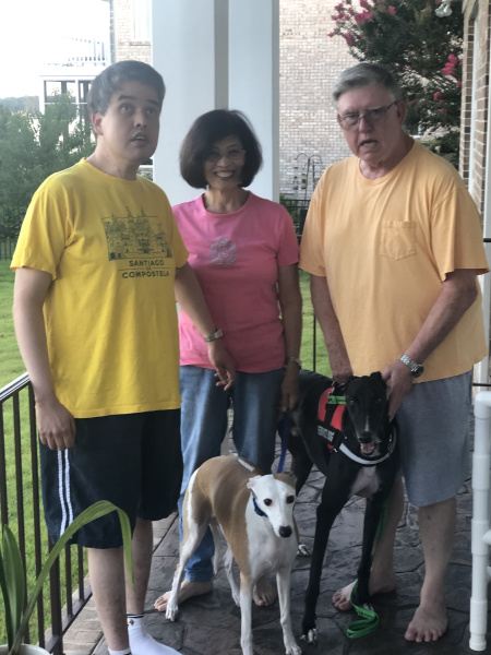 BRGA would like to give a special Congratulations to Max as a new Hardee Graduate with his family, Harold, Helen, son Michael and whippet Lucy. Max was trained by wonderful inmate trainers who went above and beyond basic training. Max will soon become a Service Dog! He will help Harold by doing things such as being a support, picking up things, and he can even turn off the lights! When Max is not working, he is an amazing dog who just loves to go zoomies around the yard and flop on the couch to nap. Max is also bonding with Michael as a therapy dog. He loves lots of attention and pets from his family! Welcome to the BRGA pack!