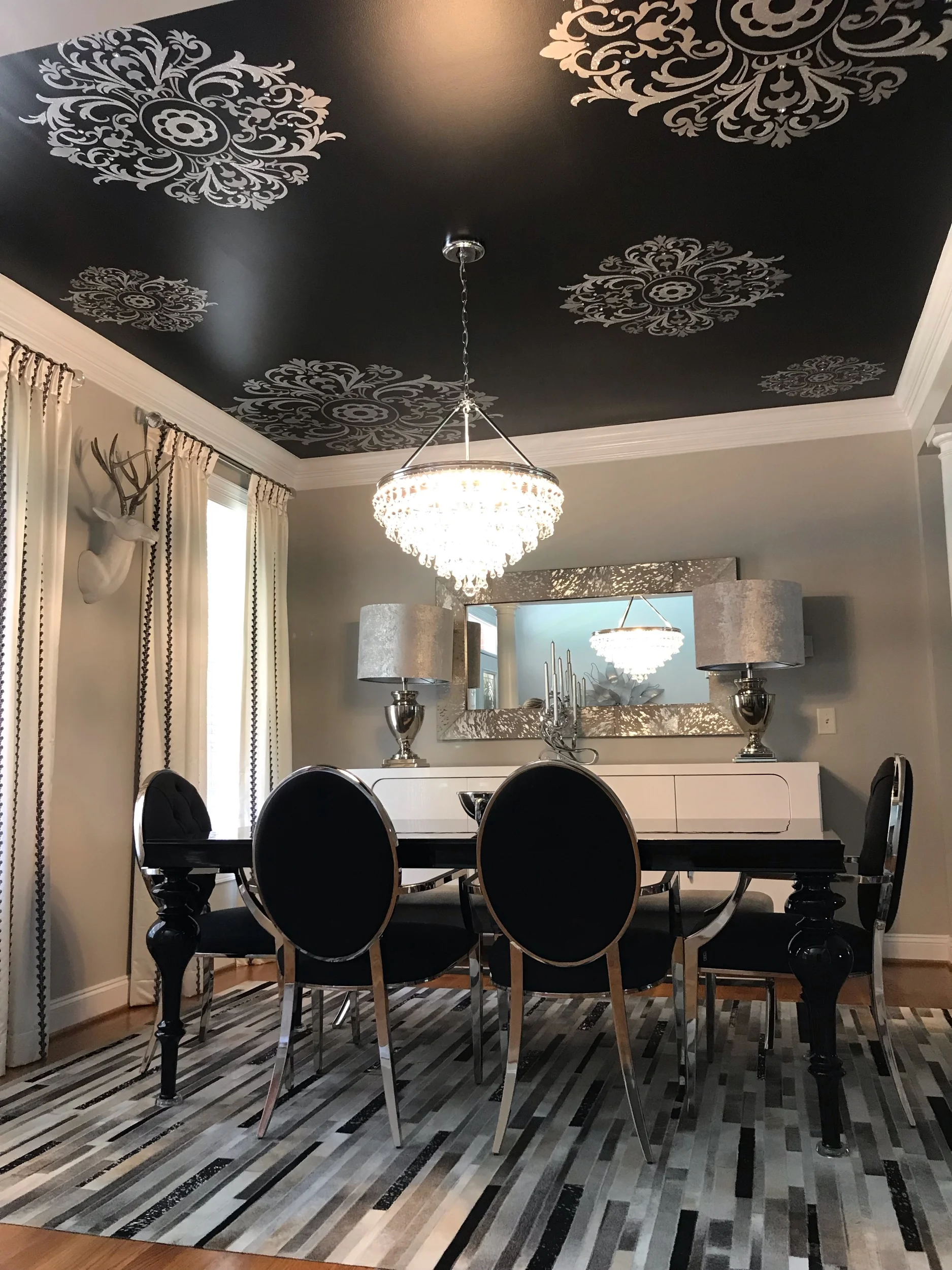 Black & Silver Oversized Medallion Ceiling