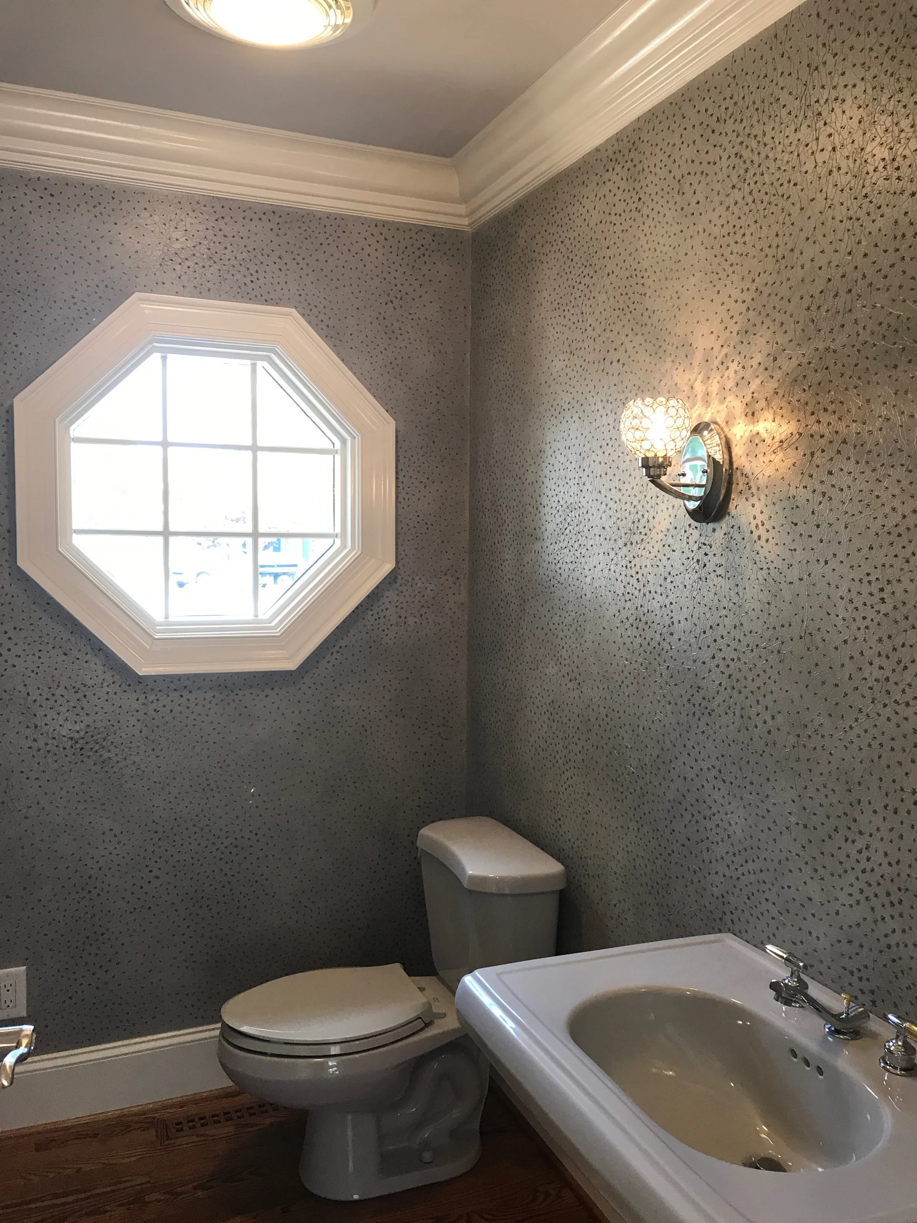 Gray Ostrich Texture Powder Room (view 1)