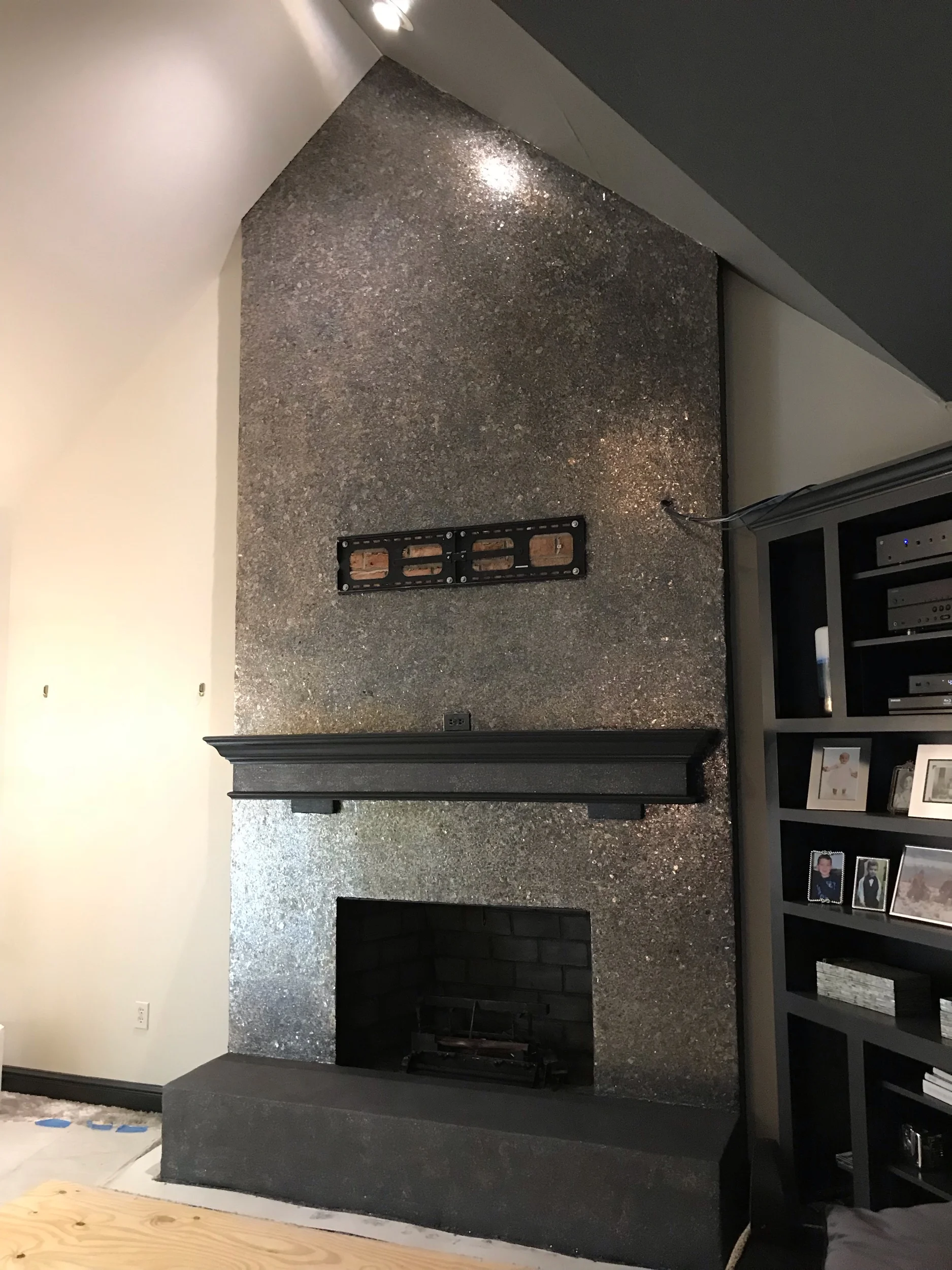 Mica Flakes & Glitter Fireplace