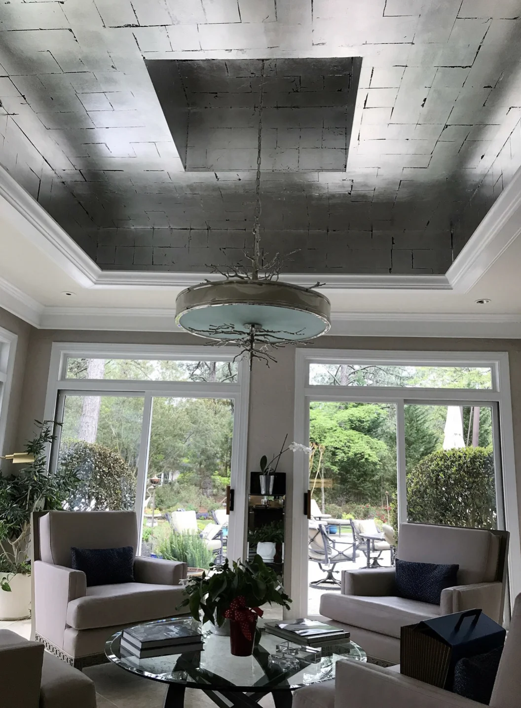 Contemporary Silver Leaf Ceiling