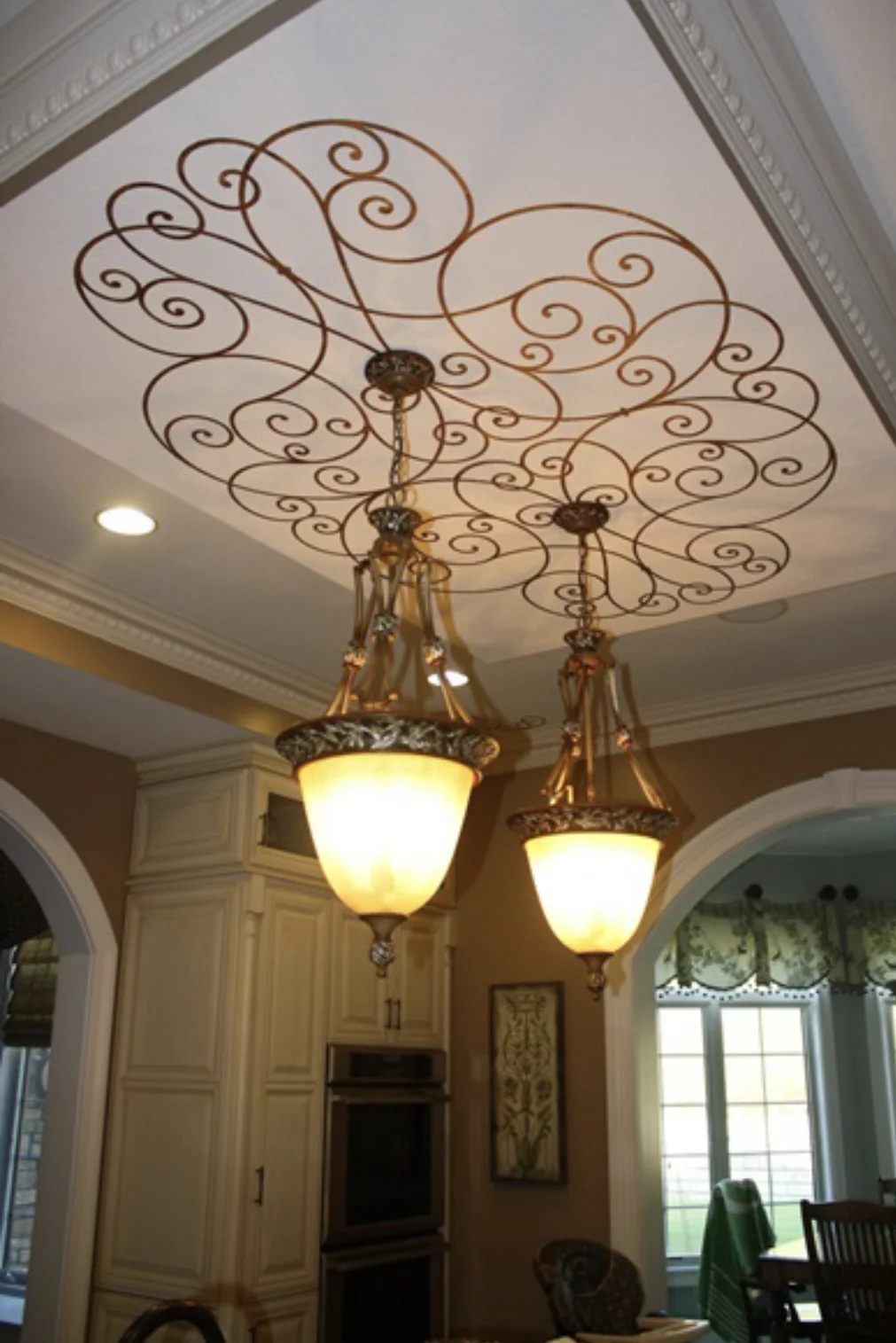 Metallic Scroll Ceiling