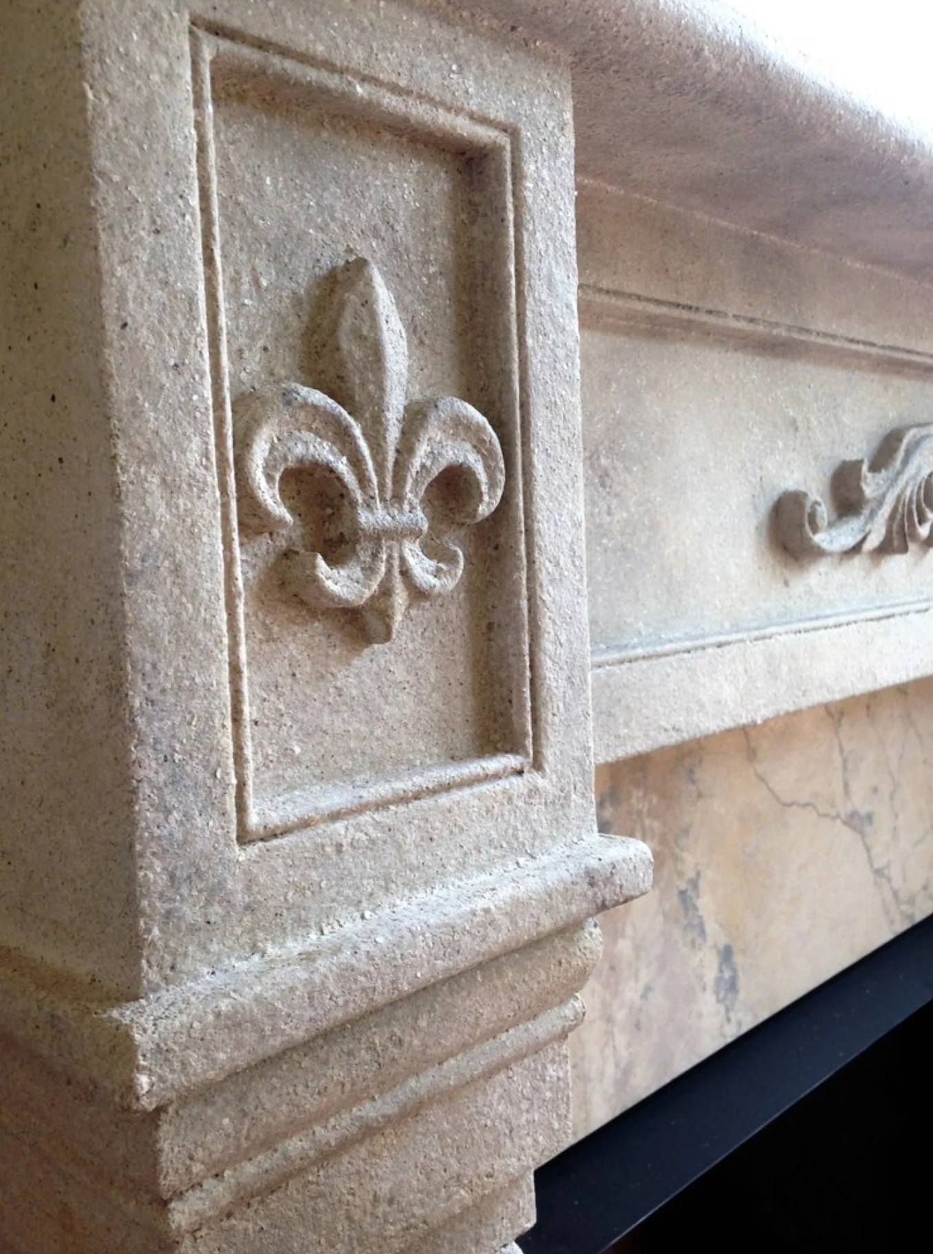 Faux Stone Fireplace over MDF (close up)