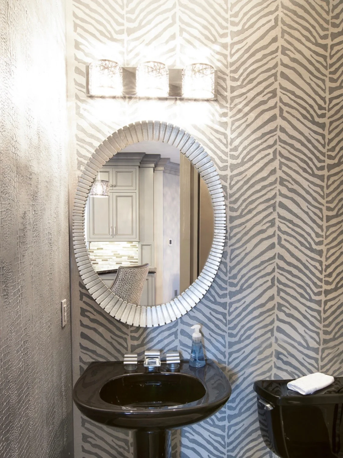 Zebra Feature Wall with Croc metallic surrounding walls