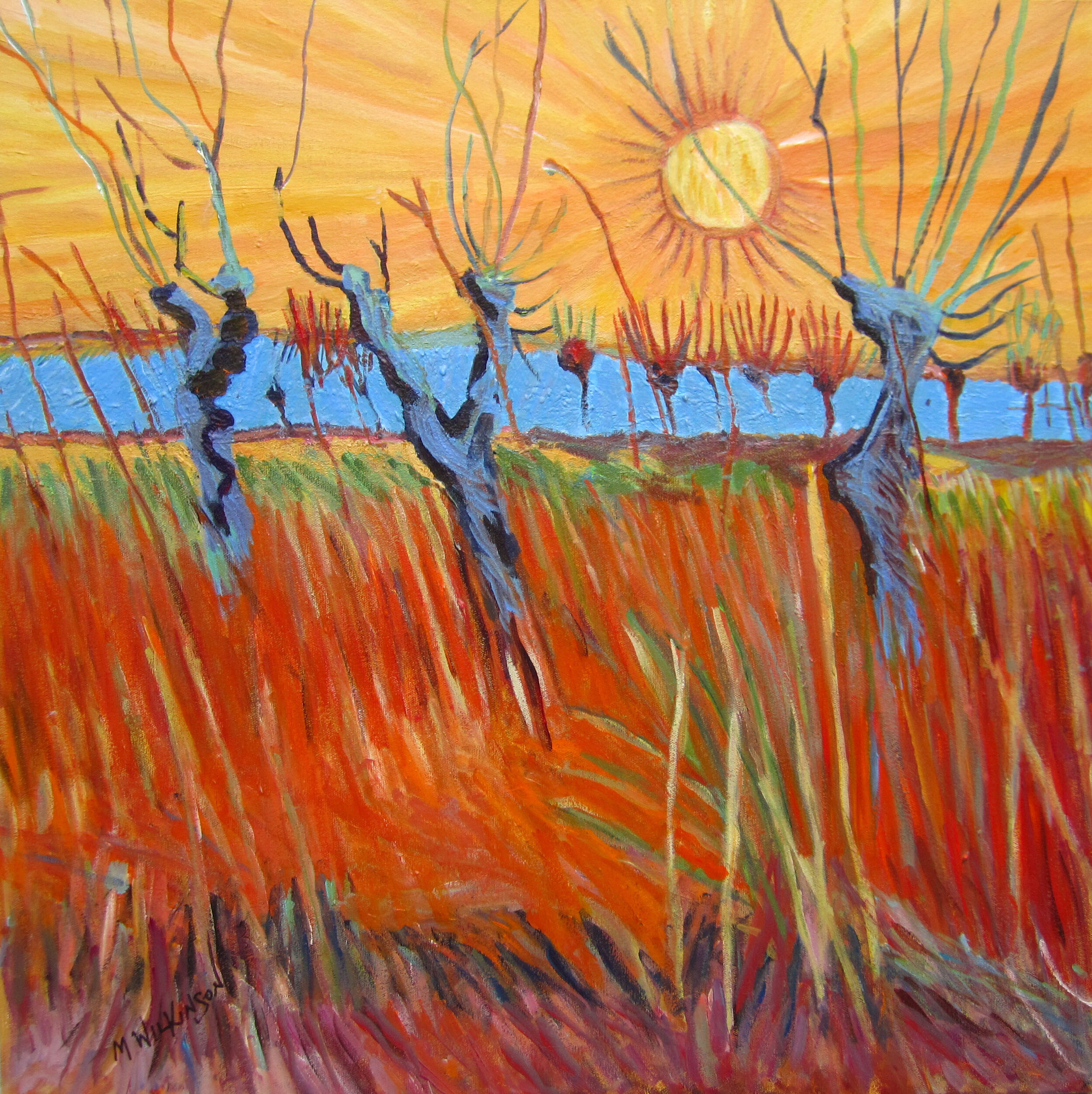 Van Gogh study / willows at sunset