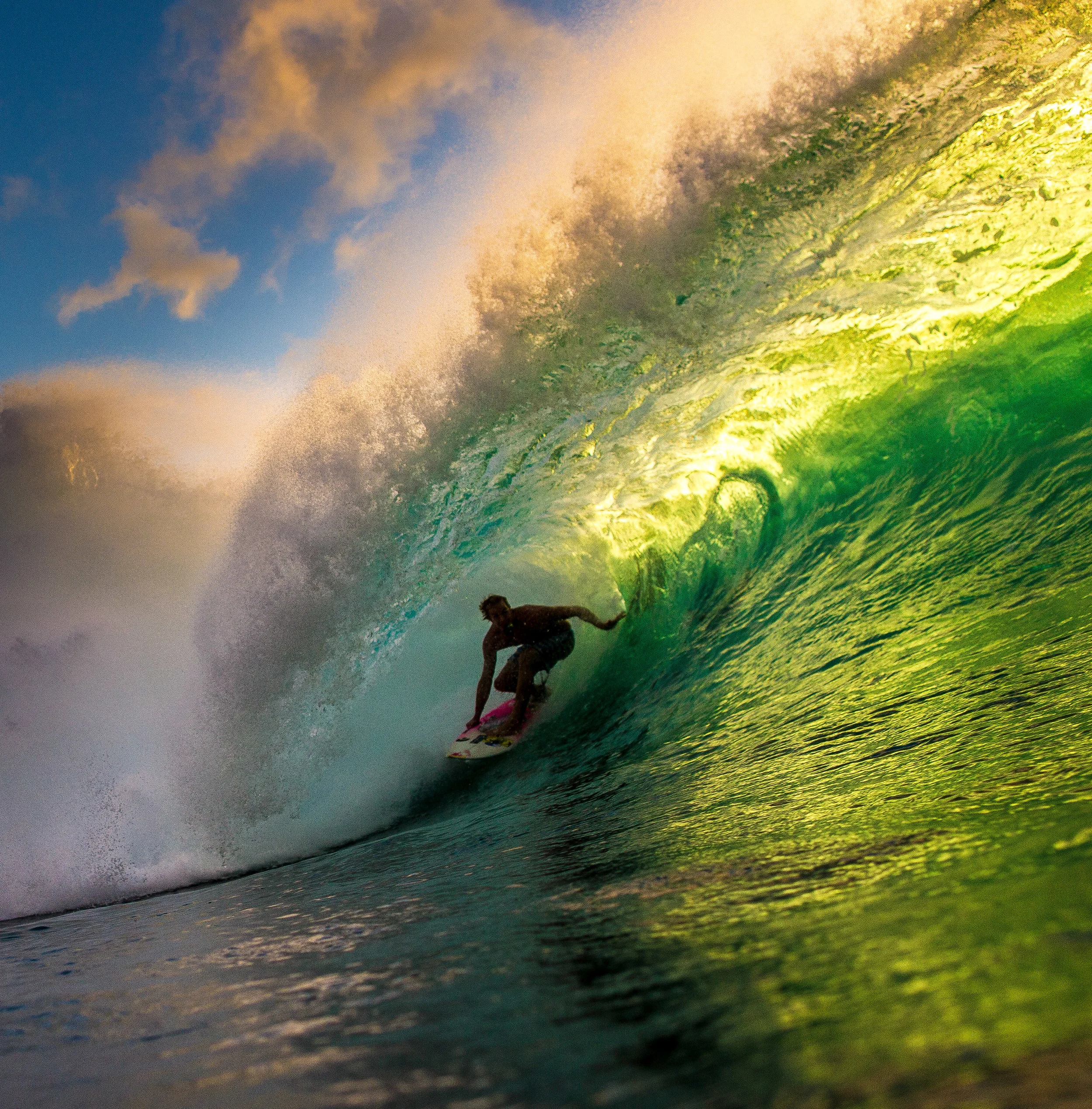 jamie o'brien at pipeline sunset northshore hawaii